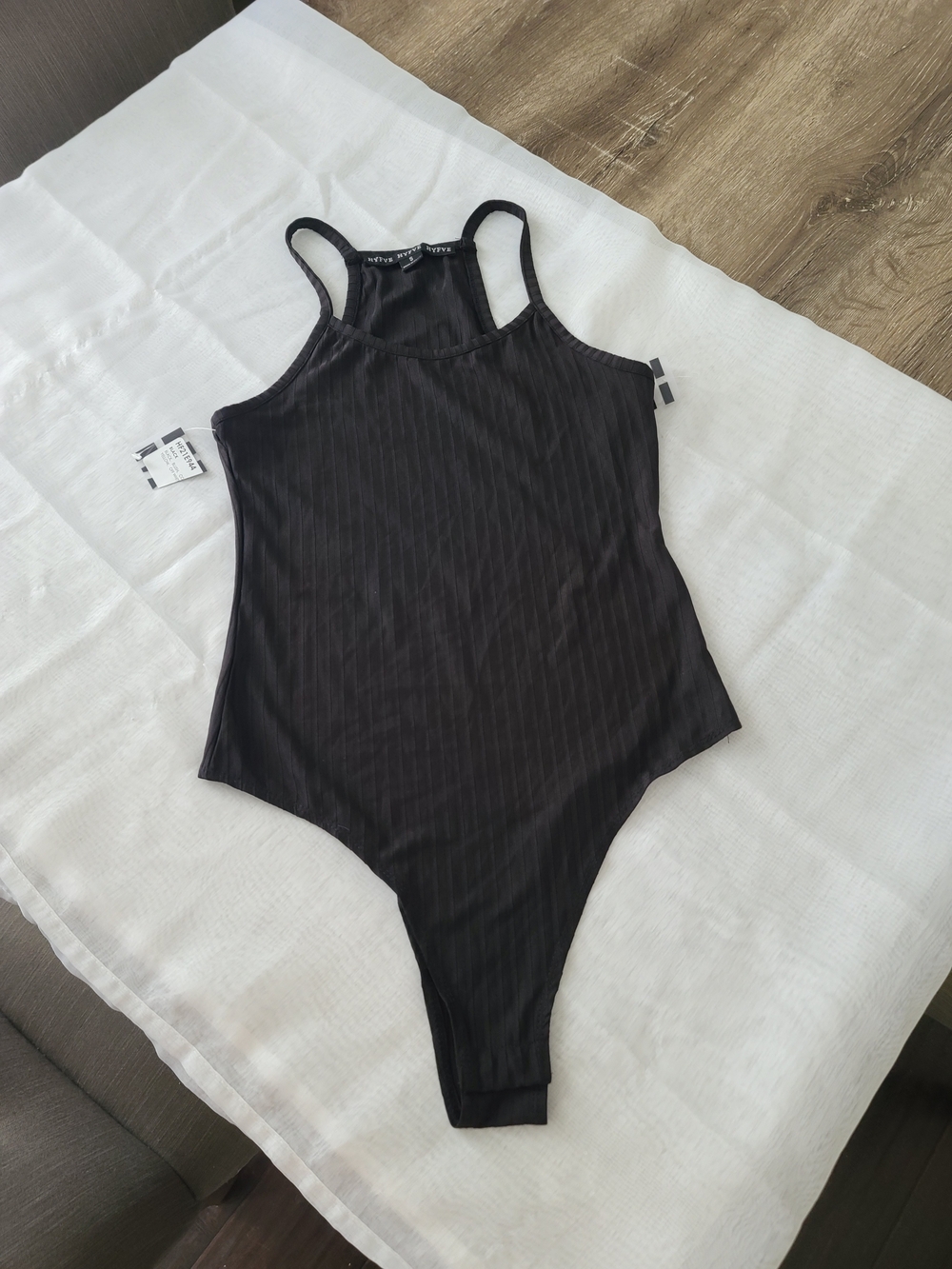 HYFVE Black Ribbed Racerback Bodysuit